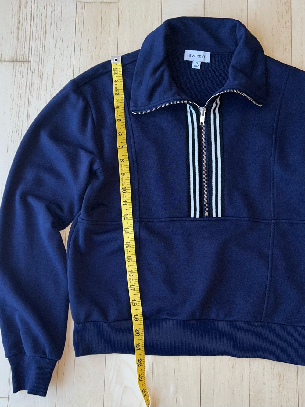 Evereve Women’s Navy/White Chelsea Half Zip Pullover Sweatshirt Size XS - Picture 9 of 14